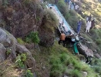 22 killed as Rawalpindi-bound bus falls into ravine in Pakistan Administrative Kashmir.