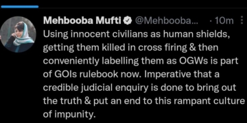 Using civilians as human shields is part of GOI’s rule book now: Mehbooba
