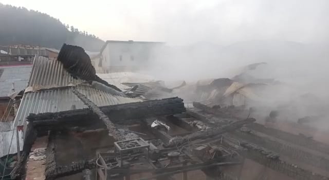 Four residential houses  gutted in a pre-dawn fire at Ganai Mohalla