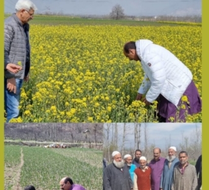 Director Agriculture Kashmir visited District Pulwama,Interacted with oilseed and garlic growing farmers