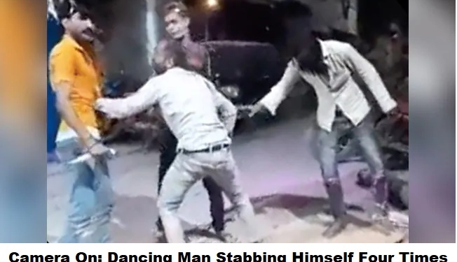 Camera On: Dancing Man Stabbing Himself Four Times With Knife During Stunt At Holi Celebrations