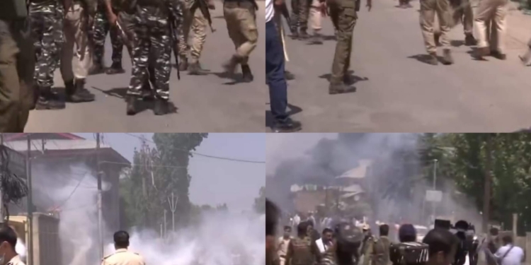 J&K police used atear-gas shells and mild lathi-charge to foil the protest….