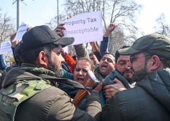 PDP organises a march in protest of the implementation of a property tax in Jammu and Kashmir