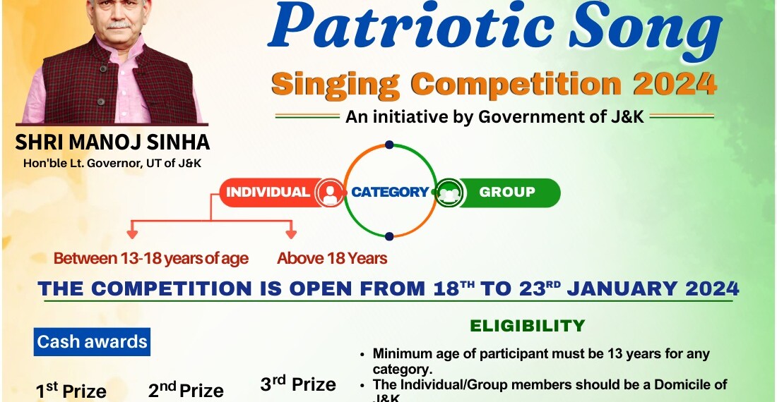 J&K Government Launches National Anthem Singing Competition for Republic Day Celebrations 2024