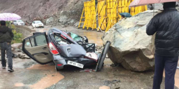 Two persons die, three injured after vehicle comes under shooting stone in …