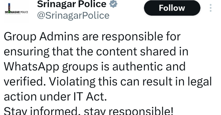 Cyber Police Kashmir today issued urgent advisory regarding group admins….