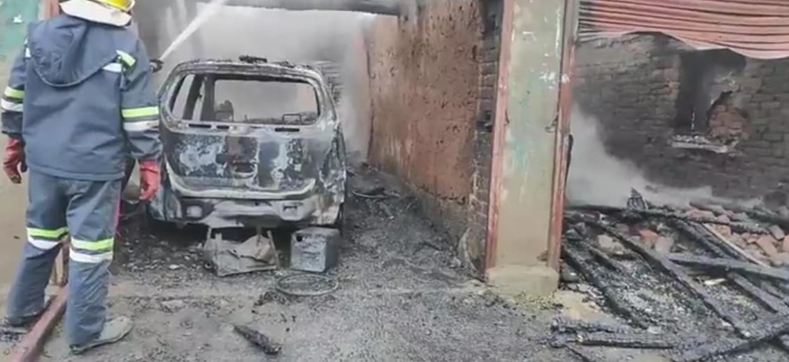 Fire Devours House, Shops, and Car in Baramulla’s Chakura Village