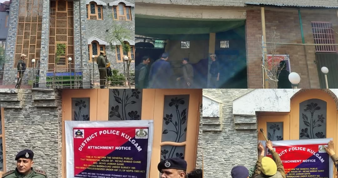 Kulgam Police Attach Two Residential Houses Worth Over ₹1.5 Crores Belonging to Notorious Drug Peddler in Qazigund