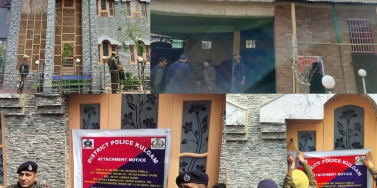 Kulgam Police Attach Two Residential Houses Worth Over ₹1.5 Crores Belonging to Notorious Drug Peddler in Qazigund