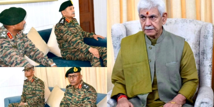 Lieutenant Governor Reviews Security Scenario with Army Chief and Army Commander, Northern Command