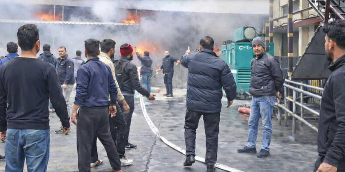 Massive fire engulfs pencil factory in…..