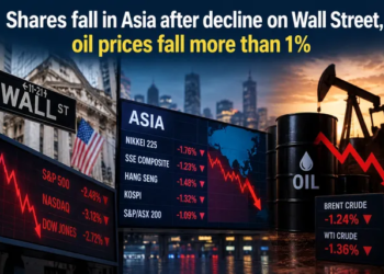 Shares fall in Asia after decline on Wall Street, oil prices fall more than 1%