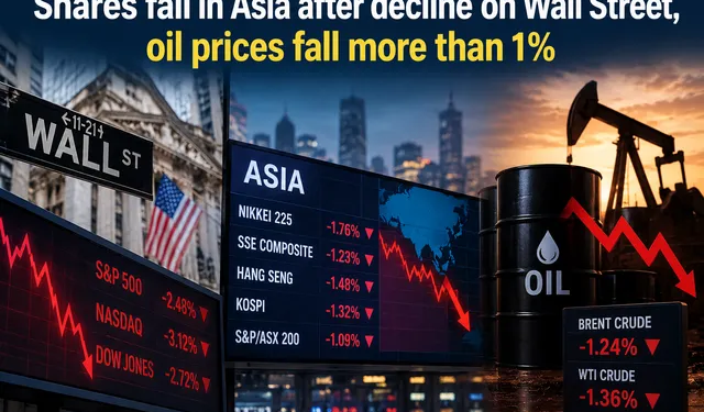 Shares fall in Asia after decline on Wall Street, oil prices fall more than 1%